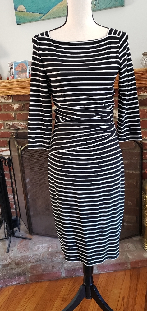 Black and White Striped Knit Dress